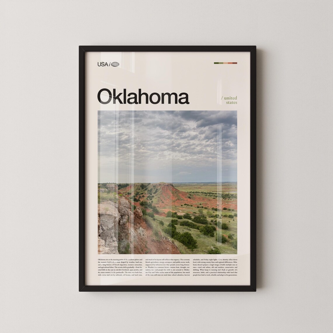 Oklahoma Red Rock Canyon Editorial Photo Travel Poster for USA Fans