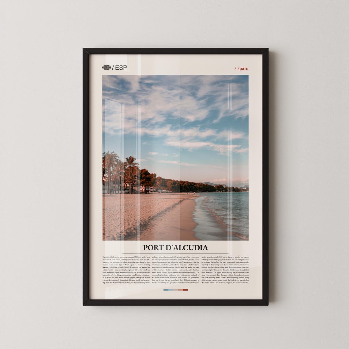 Port d'Alcudia Mallorca Spain Palm Beach Sunset Travel Poster