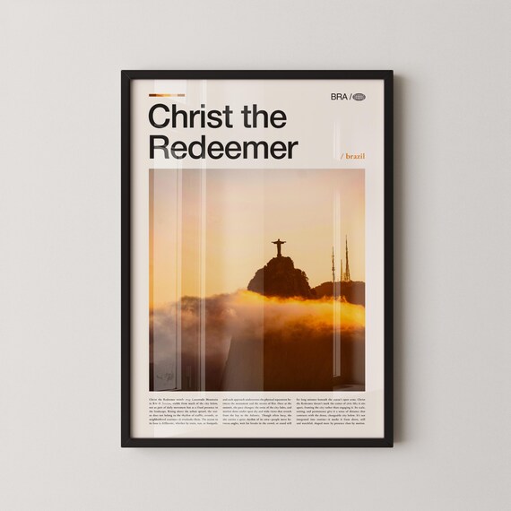 Christ The Redeemer Sunrise Over Rio Photo Poster Brazil Landmark