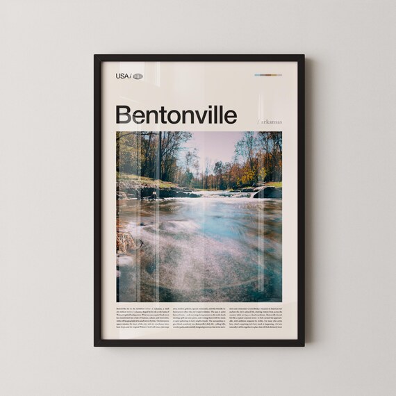 Bentonville Arkansas Ozark Creek Adventure Landscape Travel Poster
