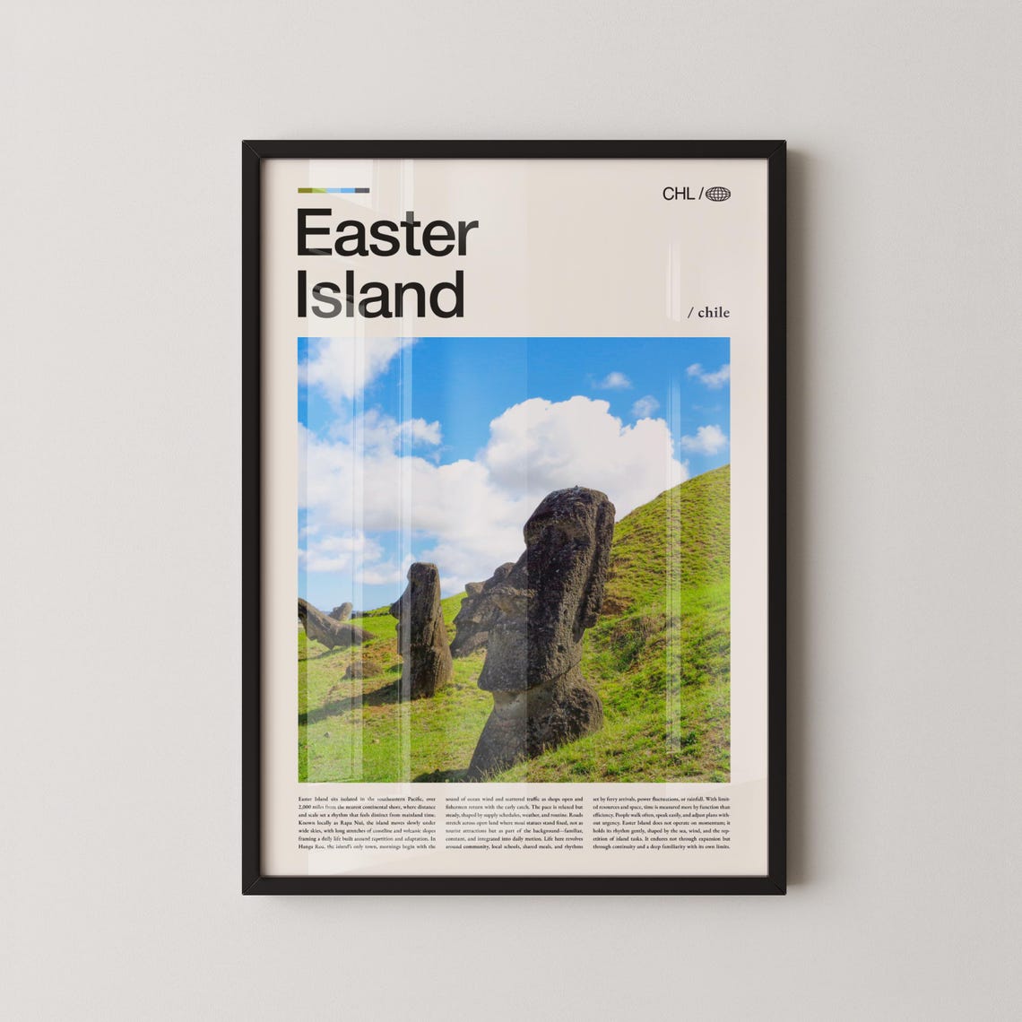 Easter Island Chile Moai Statues Editorial Magazine Travel Poster