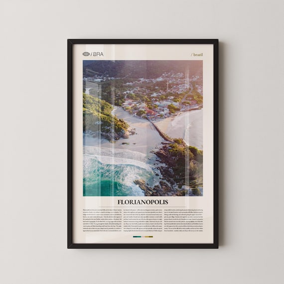 Florianopolis Brazil Coastline Aerial Editorial Travel Poster