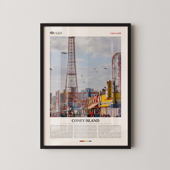 Coney Island New York Amusement Park Rides City Travel Poster