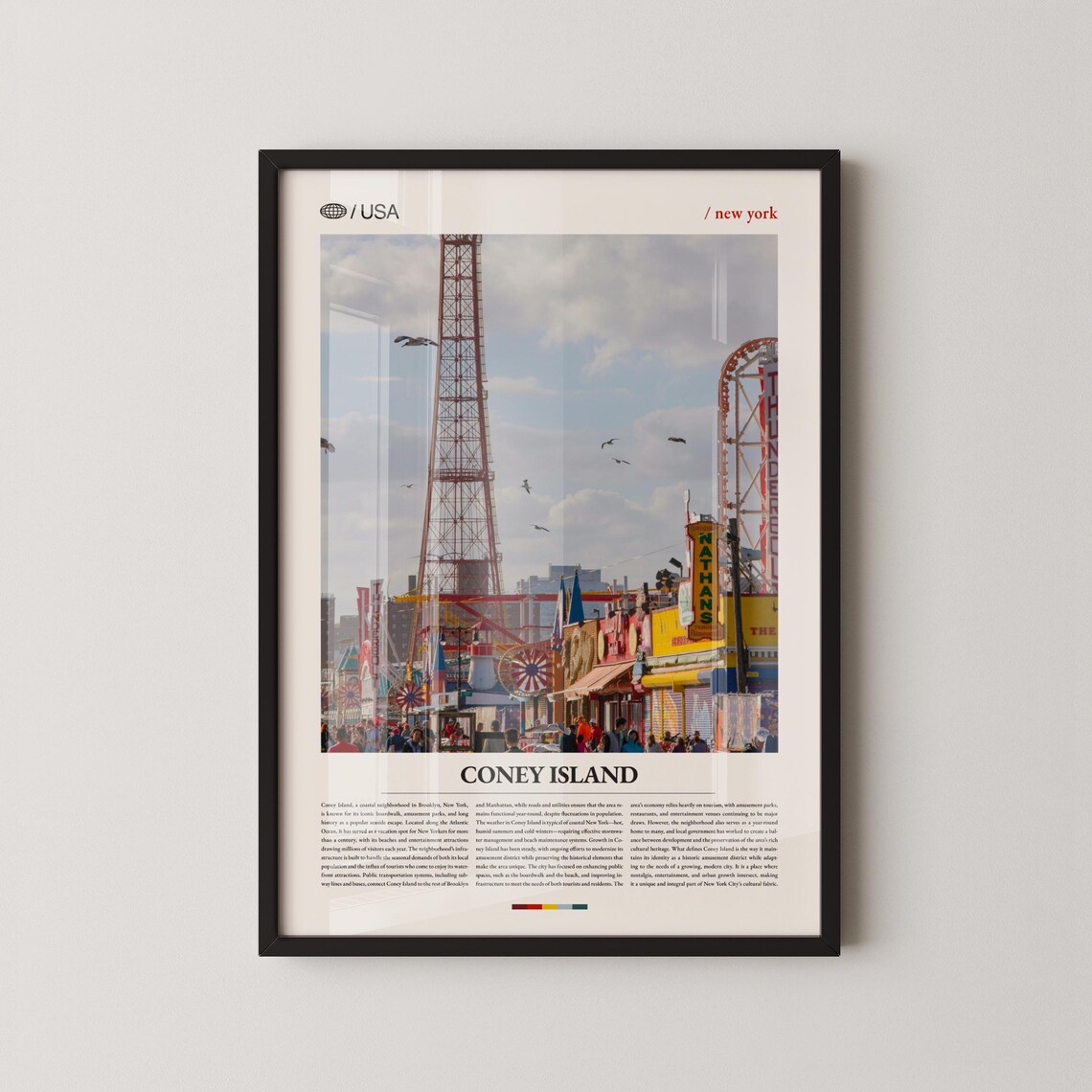 Coney Island New York Amusement Park Rides City Travel Poster