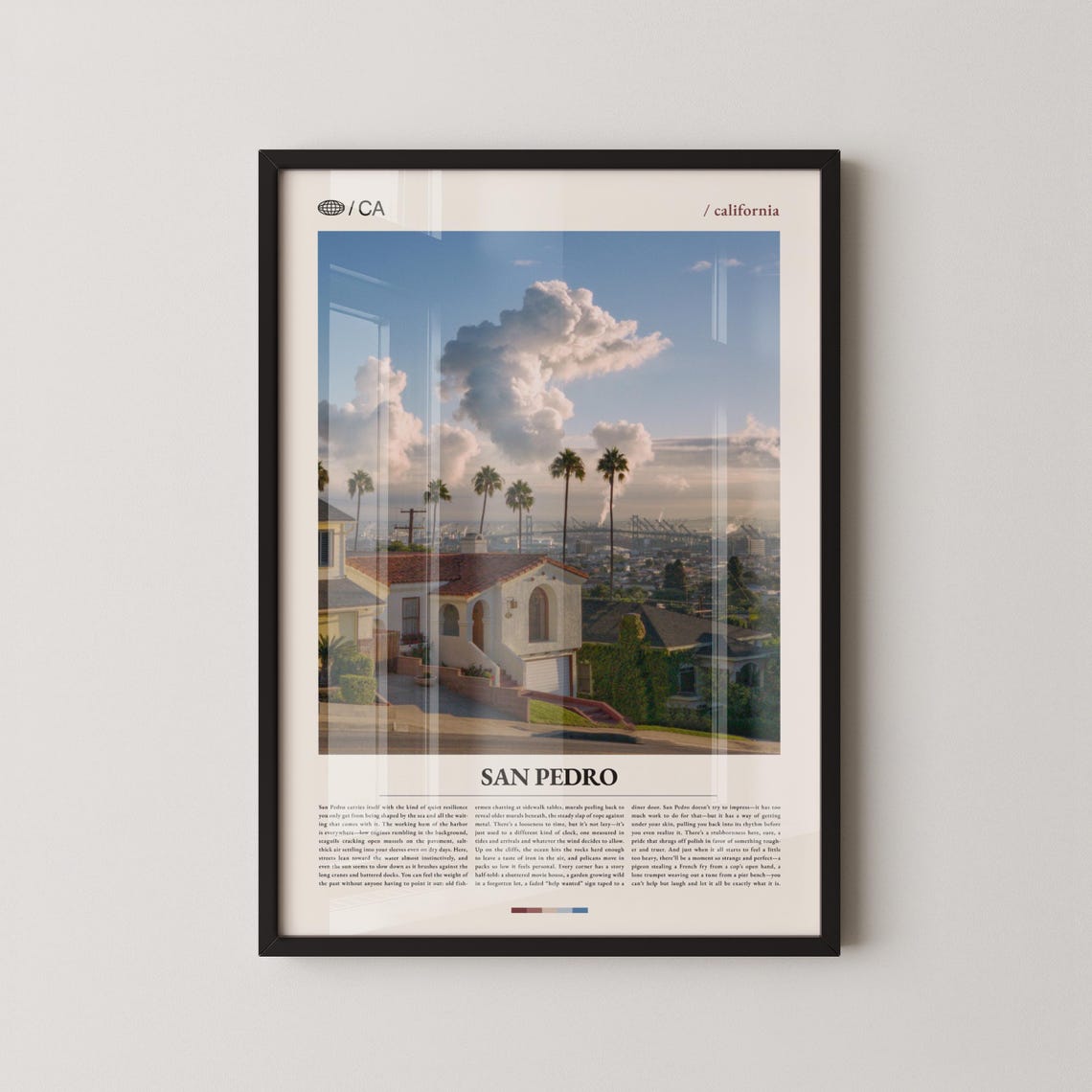 San Pedro California Hillside Homes Sunset Editorial Photo Poster