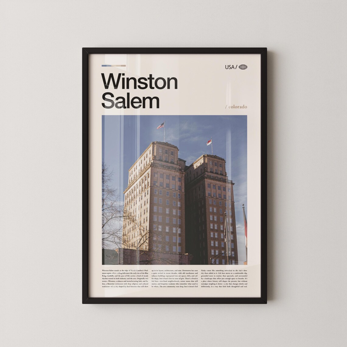 Winston Salem Downtown Twin Towers Blue Sky Photo Editorial Poster