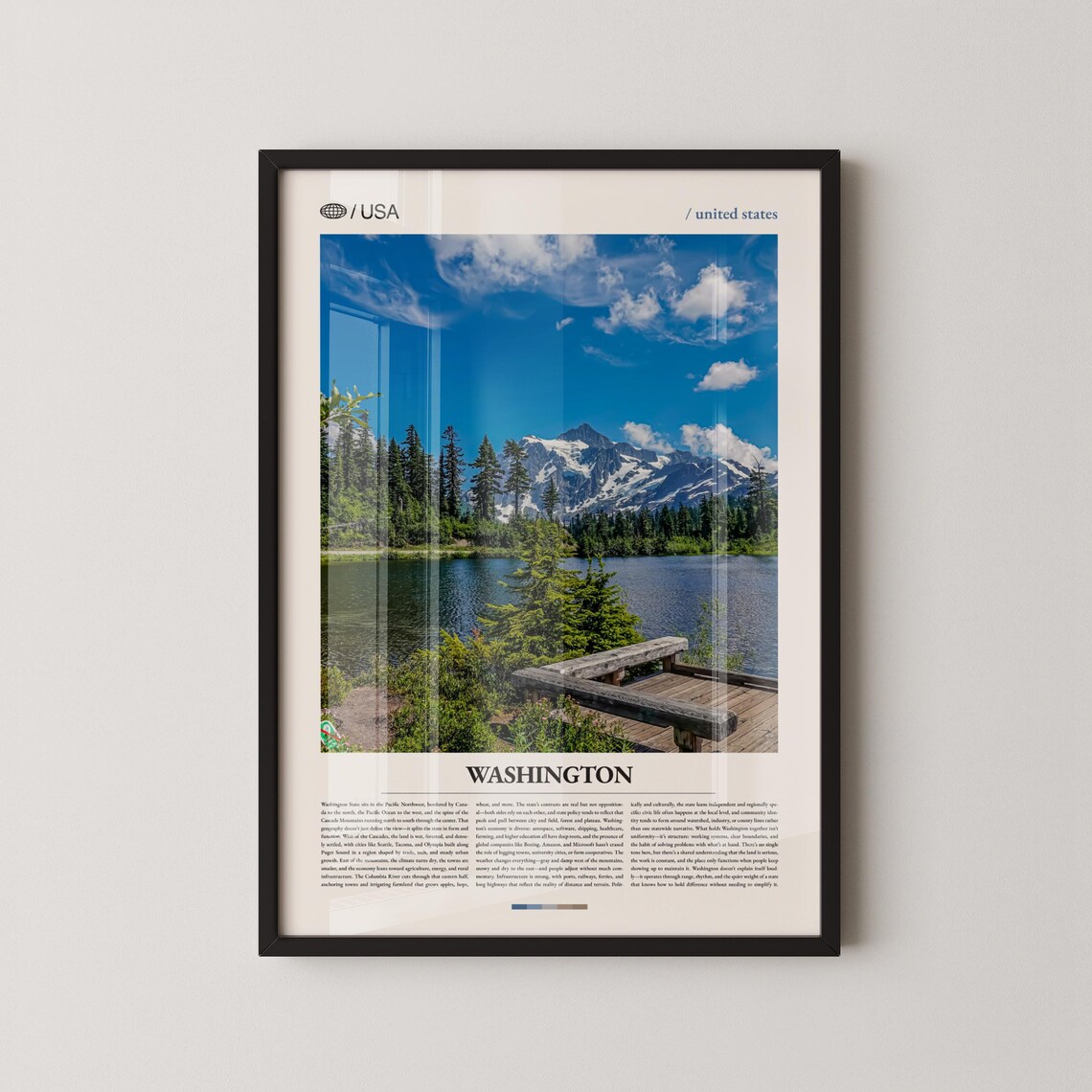 Washington Alpine Lake Wooden Dock Cascade Peak Travel Poster