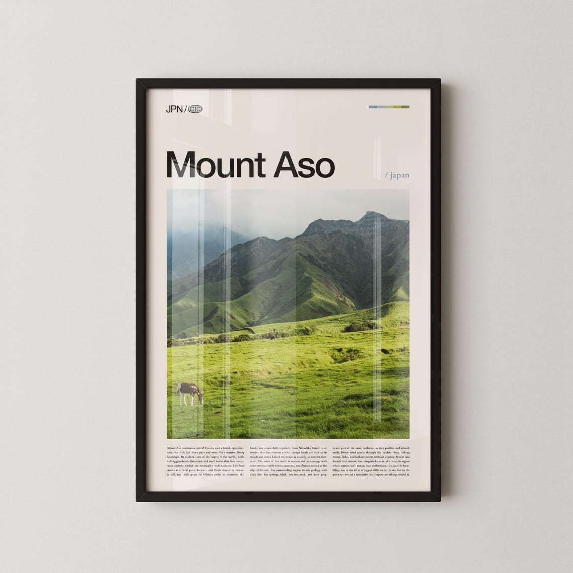 Mount Aso Japan Green Volcanic Caldera Landscape View Poster