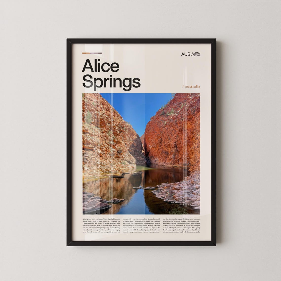 Alice Springs Australia Desert Canyon River Reflection Poster