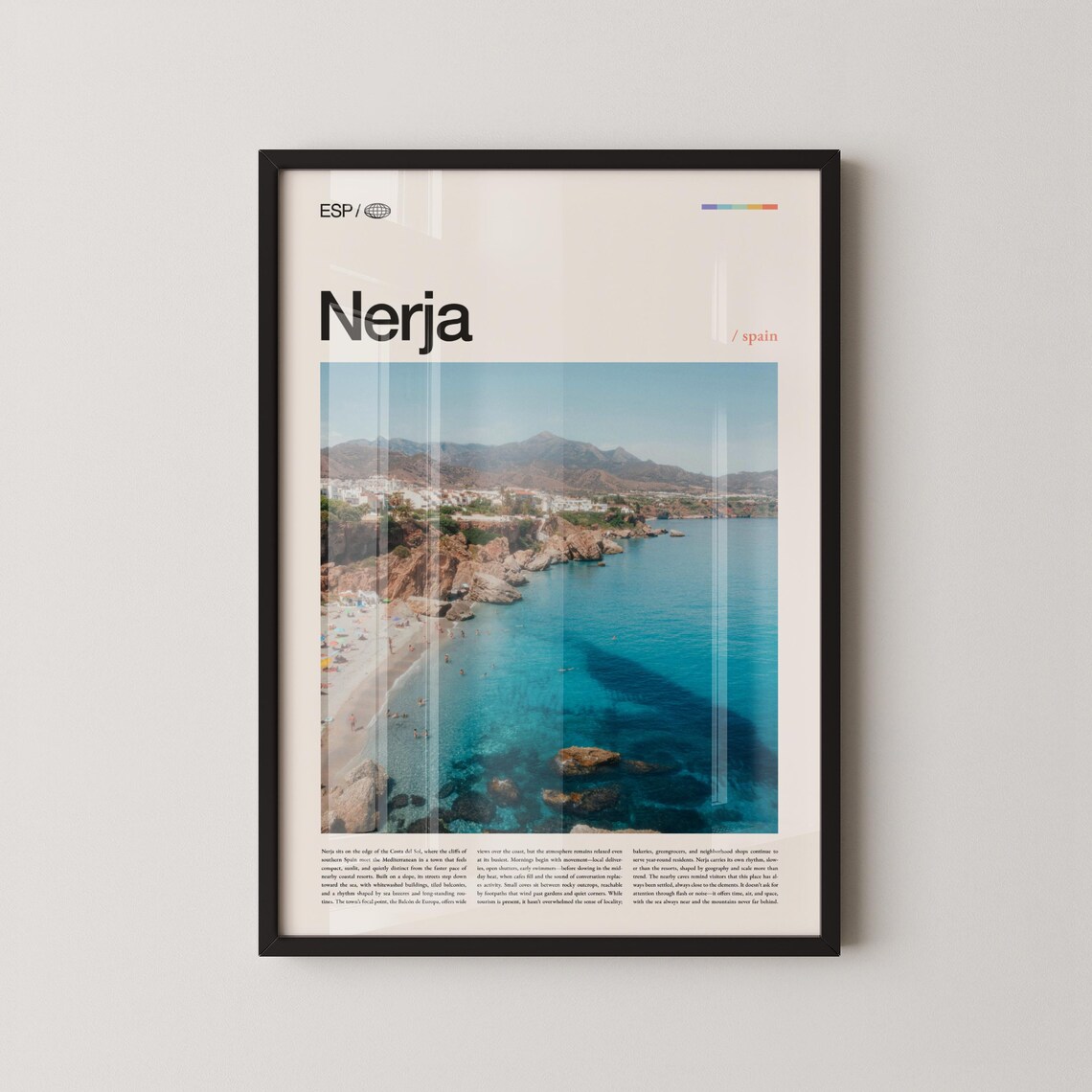 Nerja Spain Turquoise Bay And Rocky Coast Costa Del Sol Travel Poster