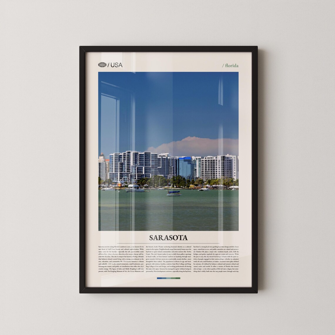 Sarasota Marina Skyline Photo Bottom Titled Florida Travel Poster