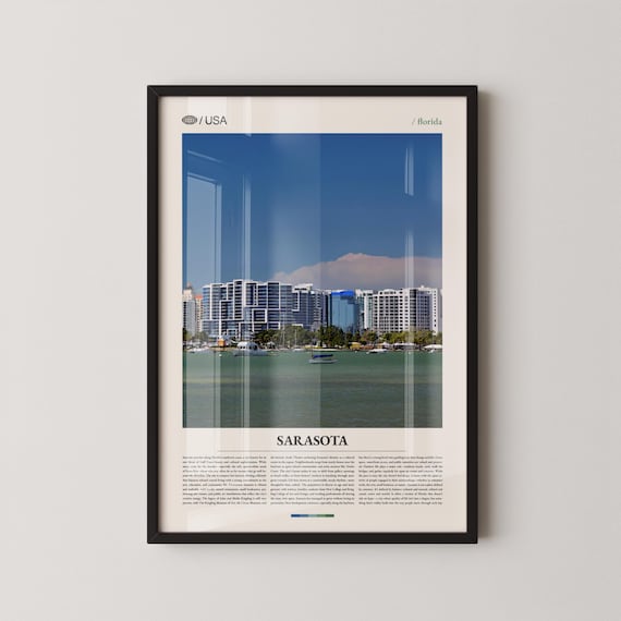 Sarasota Marina Skyline Photo Bottom Titled Florida Travel Poster