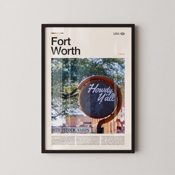 Fort Worth Texas Howdy Y'all Stockyards Sign Western Photo Poster