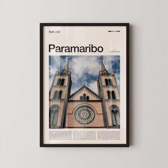Paramaribo Suriname Wooden Cathedral Colonial City Travel Poster
