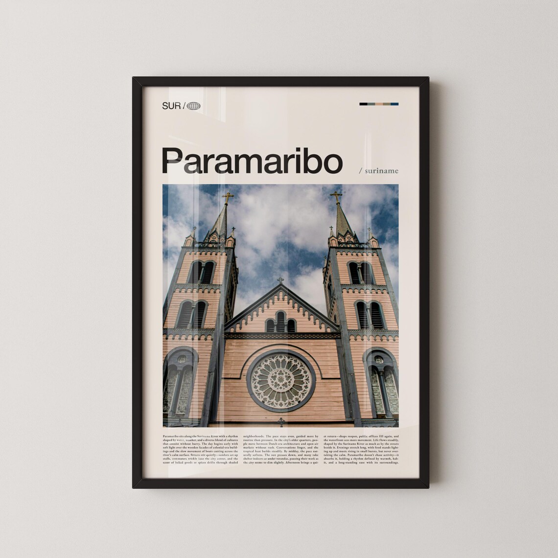 Paramaribo Suriname Wooden Cathedral Colonial City Travel Poster