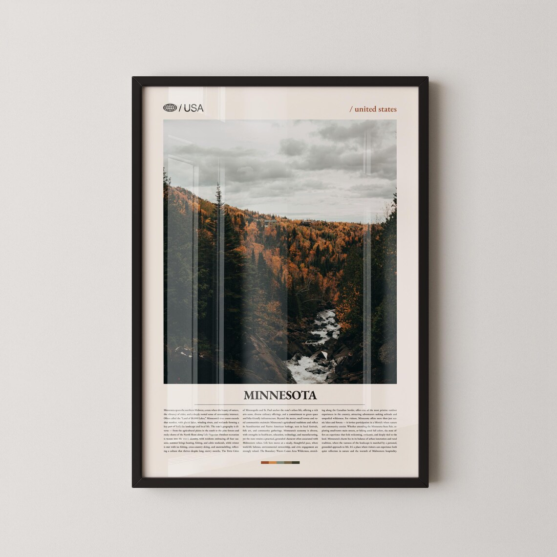 Minnesota Autumn Lakeside Forest Scenic Nature Photography Poster