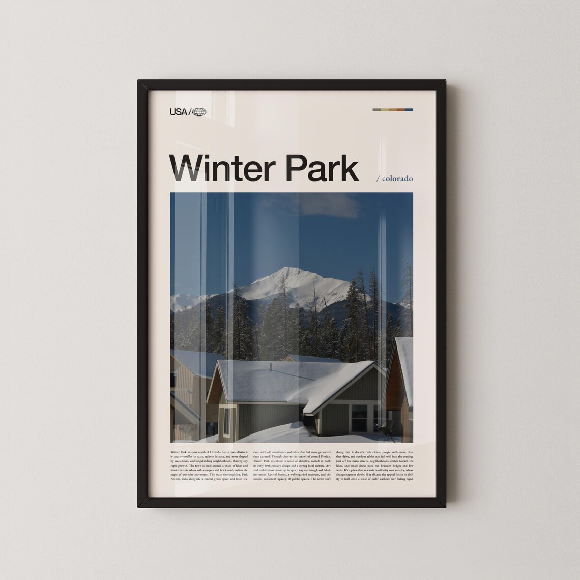 Winter Park Colorado Alpine Cabins Snow Peak Modern Photo Poster