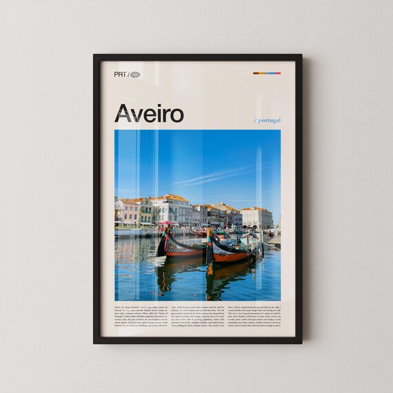 Aveiro Portugal Canal Moliceiro Boats Colorful Photo Travel Poster