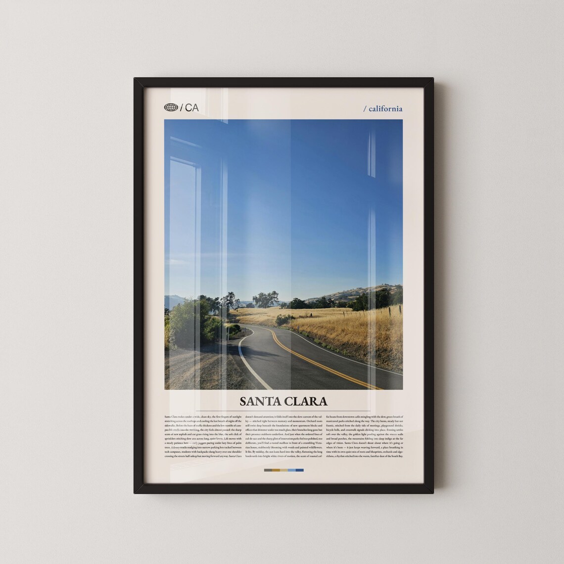 Santa Clara California Golden Countryside Road Photo Travel Poster