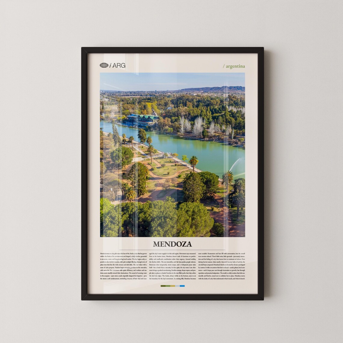 Mendoza Argentina Lakeside Park Aerial Photography Travel Poster