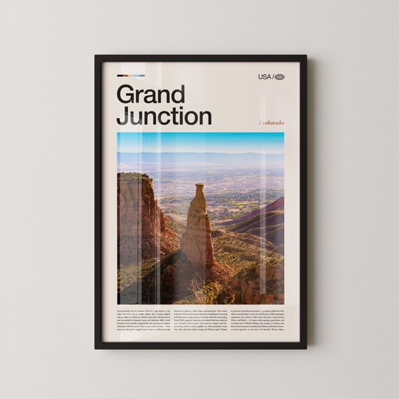 Grand Junction Colorado Canyon Spire Modern Travel Photo Poster