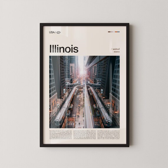 Illinois Chicago Elevated Train City Minimalist Photo Poster