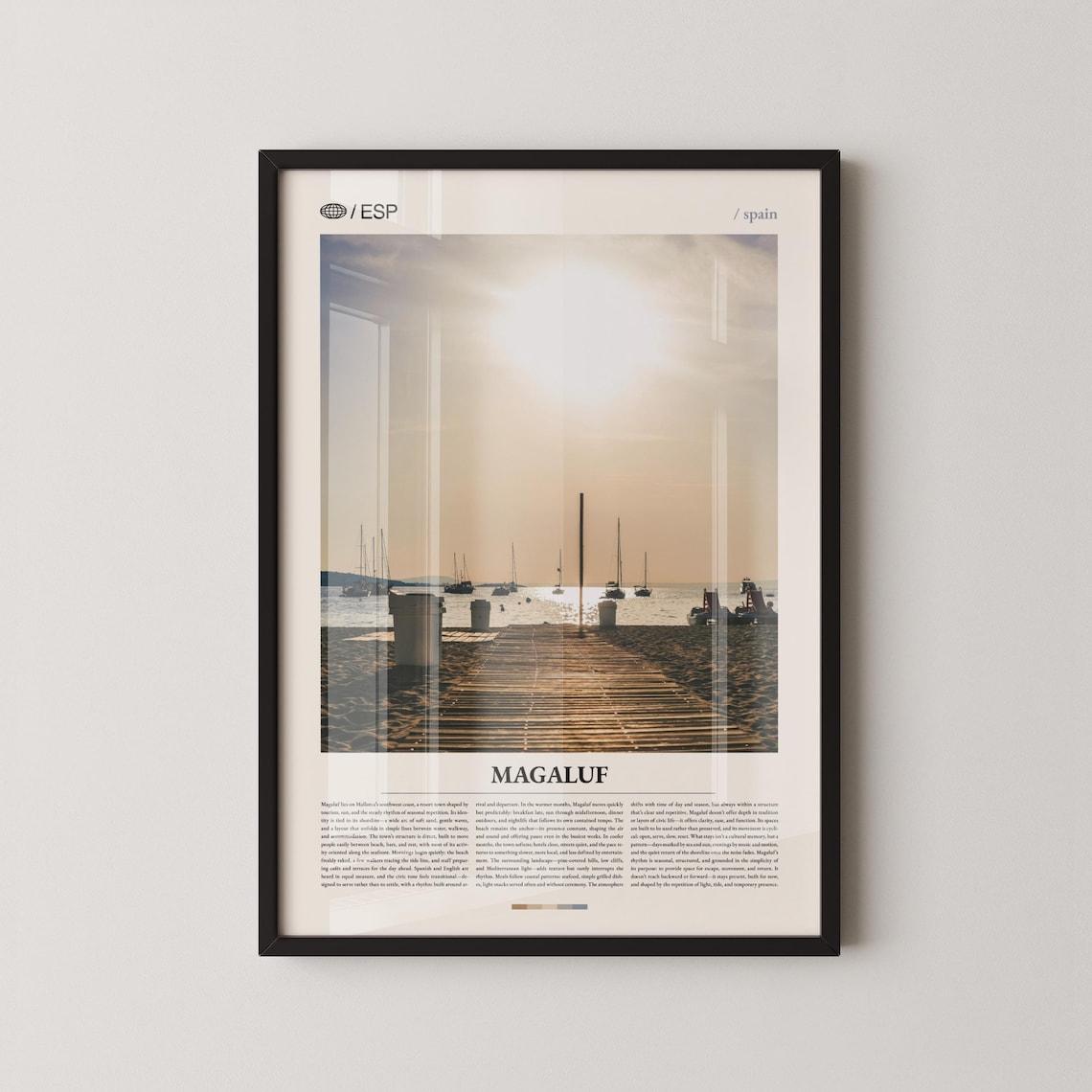 Magaluf Mallorca Sunrise Beach Boats Balearic Island Travel Poster