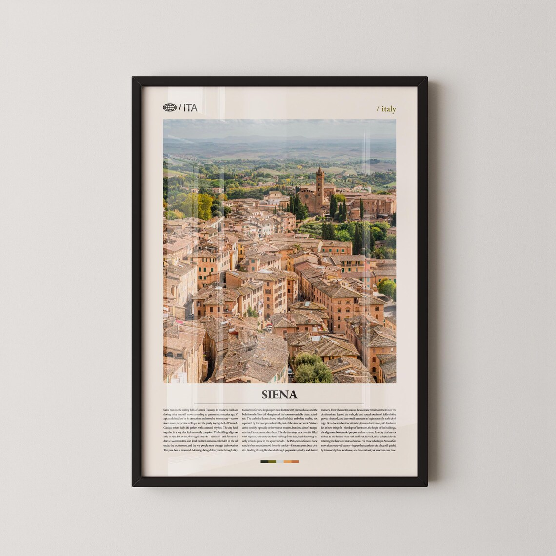 Siena Italy Aerial Tuscan Rooftops Historic City Travel Poster