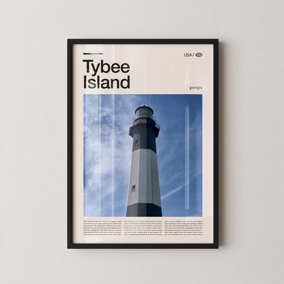 Tybee Island Georgia Historic Lighthouse Coastal Decor Poster