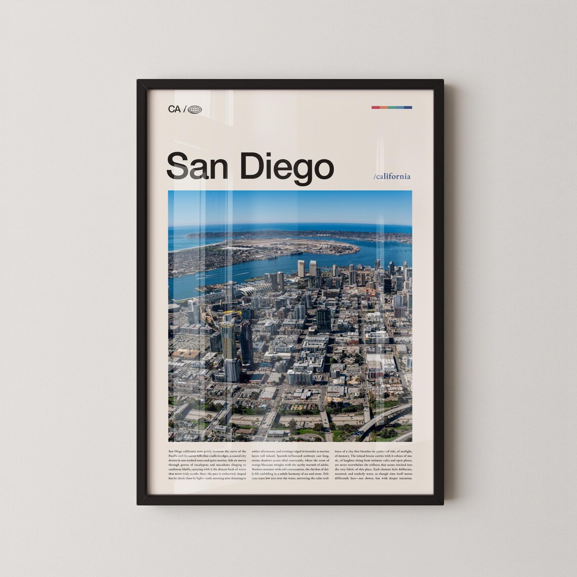 San Diego California Aerial Bay Cityscape Photo Travel Poster