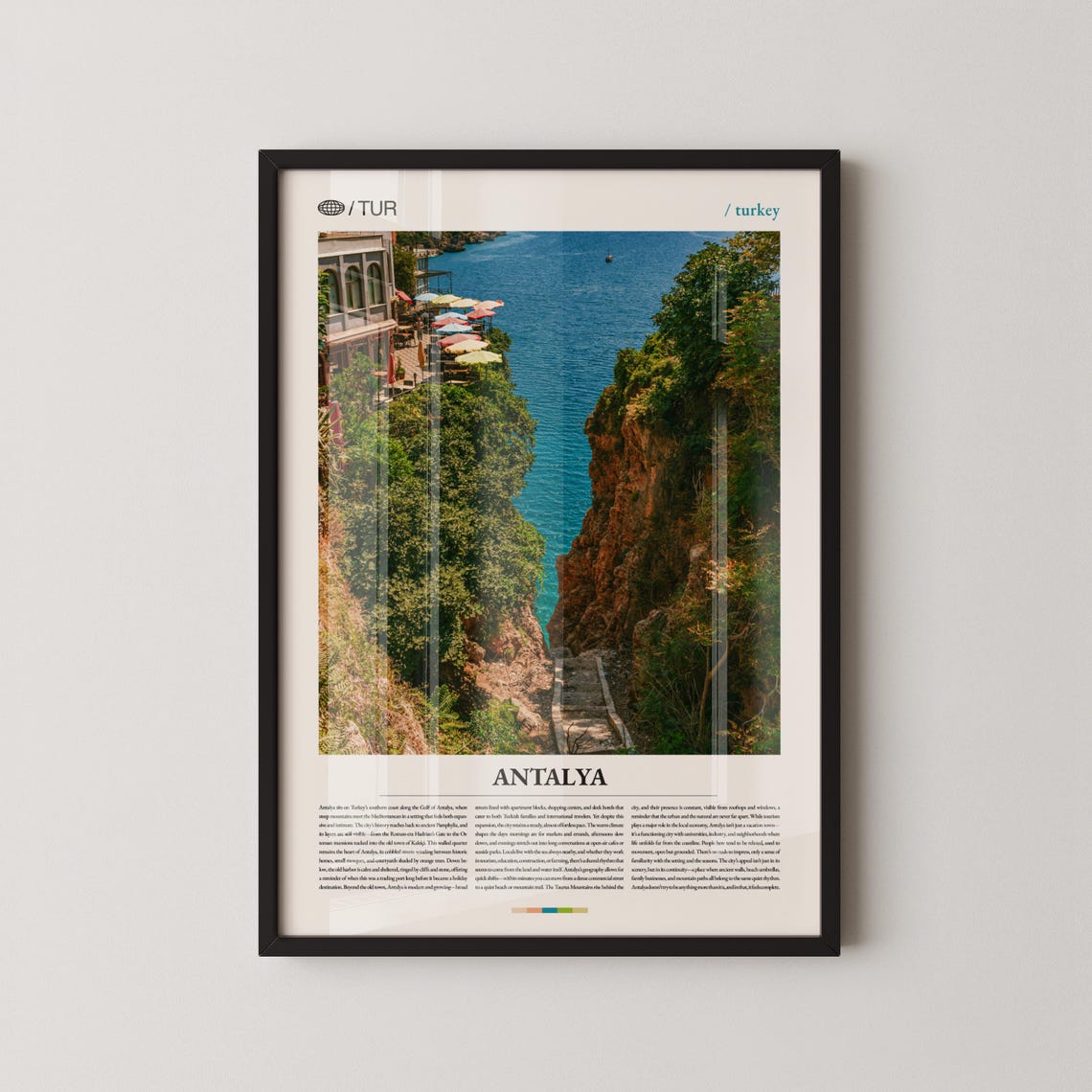 Antalya Turkish Riviera Coastal Cliffs Caption Style Travel Poster