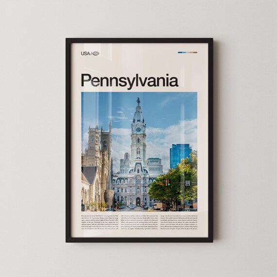 Pennsylvania Philadelphia City Hall Bold Title Travel Poster