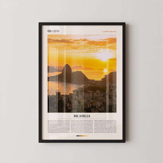 Brasilia Sunset Bay Skyline Editorial Travel Photography Poster