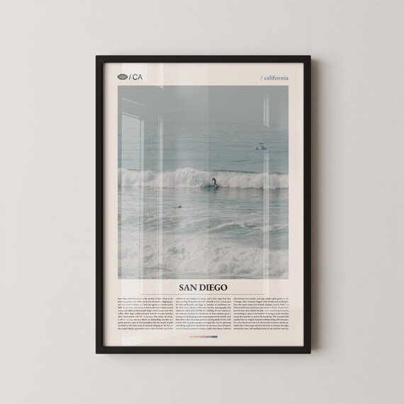 San Diego California Morning Surf Ocean Waves Photo Travel Poster