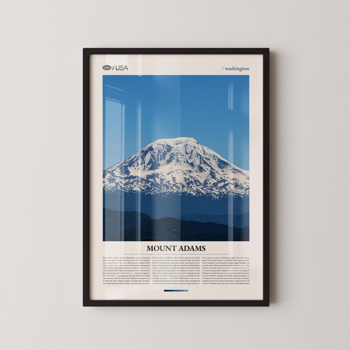Mount Adams Washington Snowy Cascade Volcano Scenic View Poster