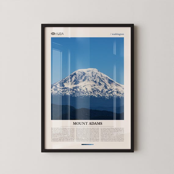Mount Adams Washington Wall Art Mountain Landscape Print Poster Scenic Cascade Range Photography Pacific Northwest Decor