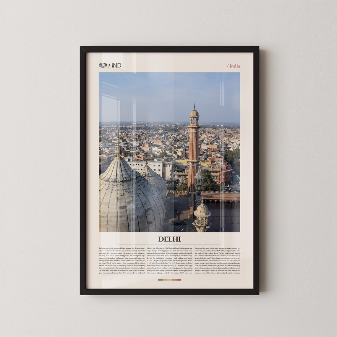 Delhi India Jama Masjid City Skyline Photography Travel Poster