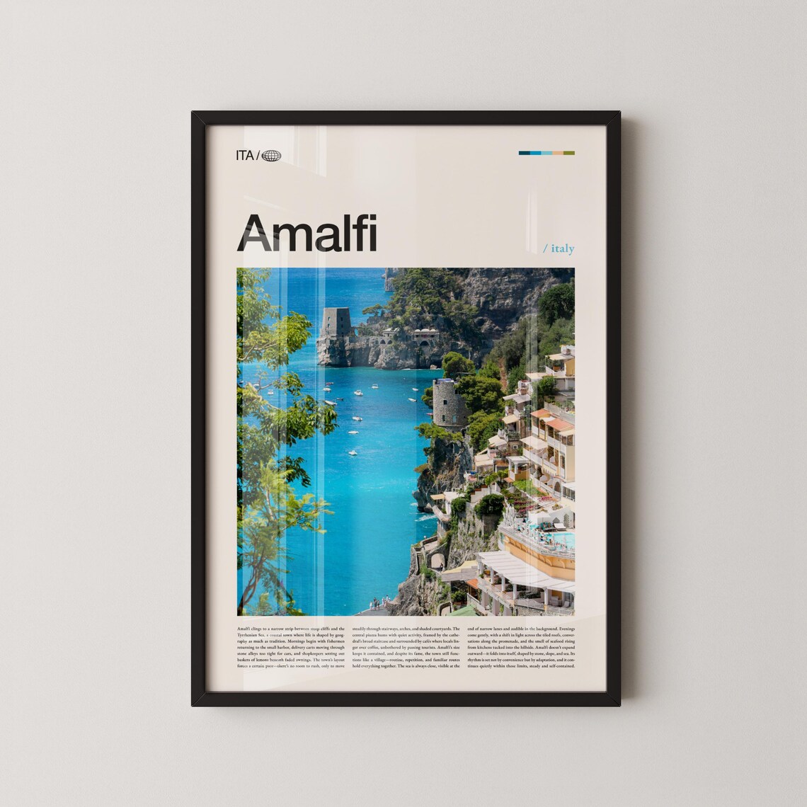 Amalfi Italy Cliffside Town Turquoise Sea Photography Travel Poster