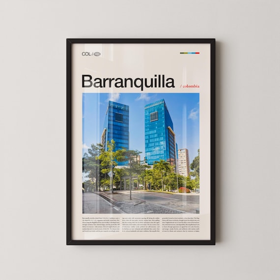 Barranquilla Colombia Caribbean City Towers Skyline Travel Poster