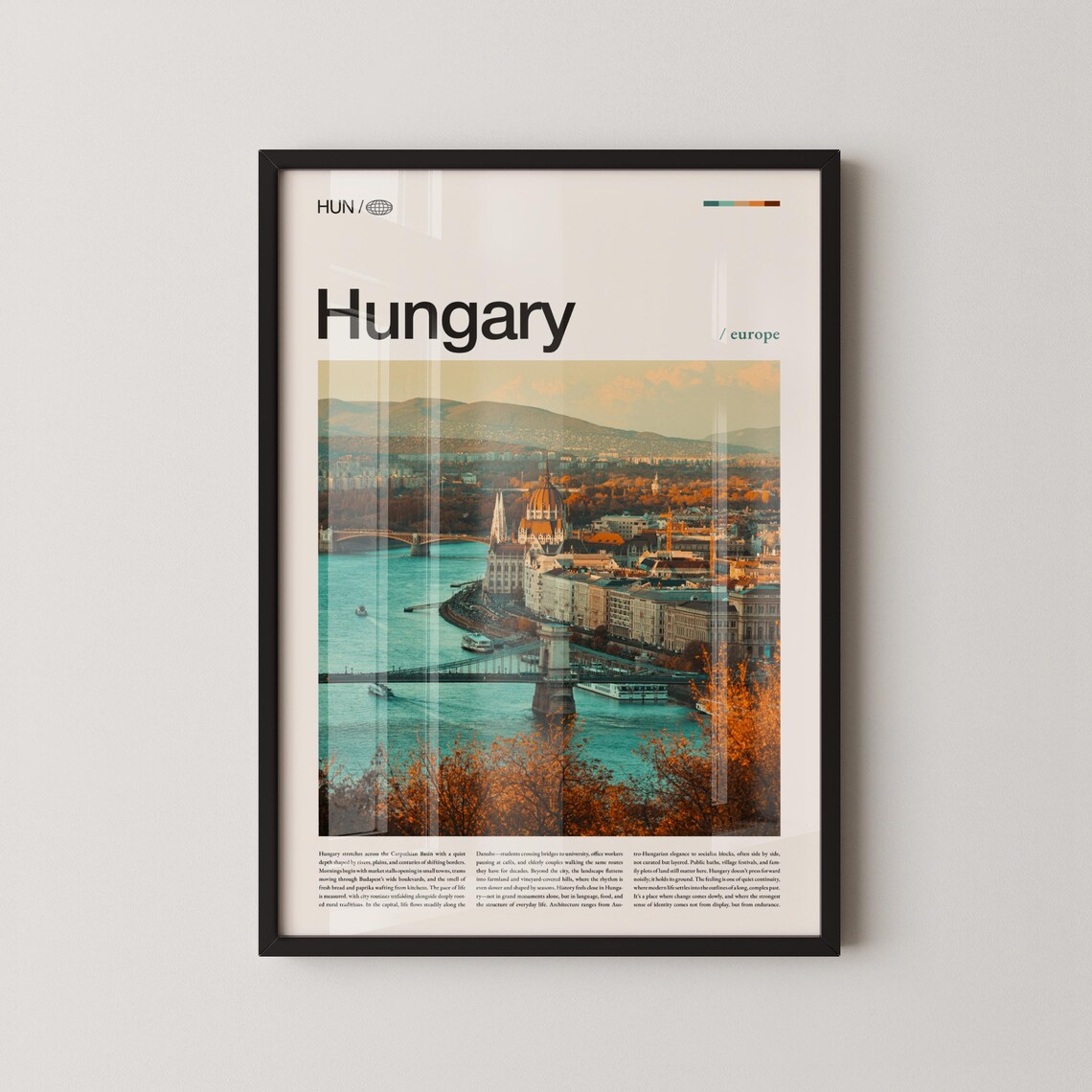 Hungary Budapest Danube Autumn Golden Hour Travel Photo Poster