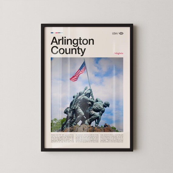Arlington County Virginia Marine Memorial Flag Landmark Poster