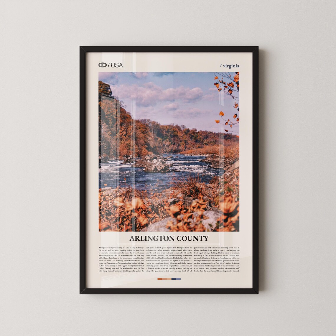 Arlington County Virginia Autumn Potomac River City Travel Poster
