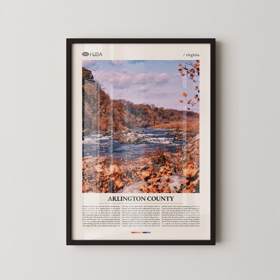 Arlington County Virginia Autumn Potomac River City Travel Poster