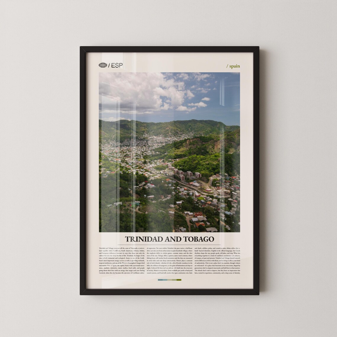 Trinidad and Tobago Caribbean Town Hills Aerial Landscape Poster