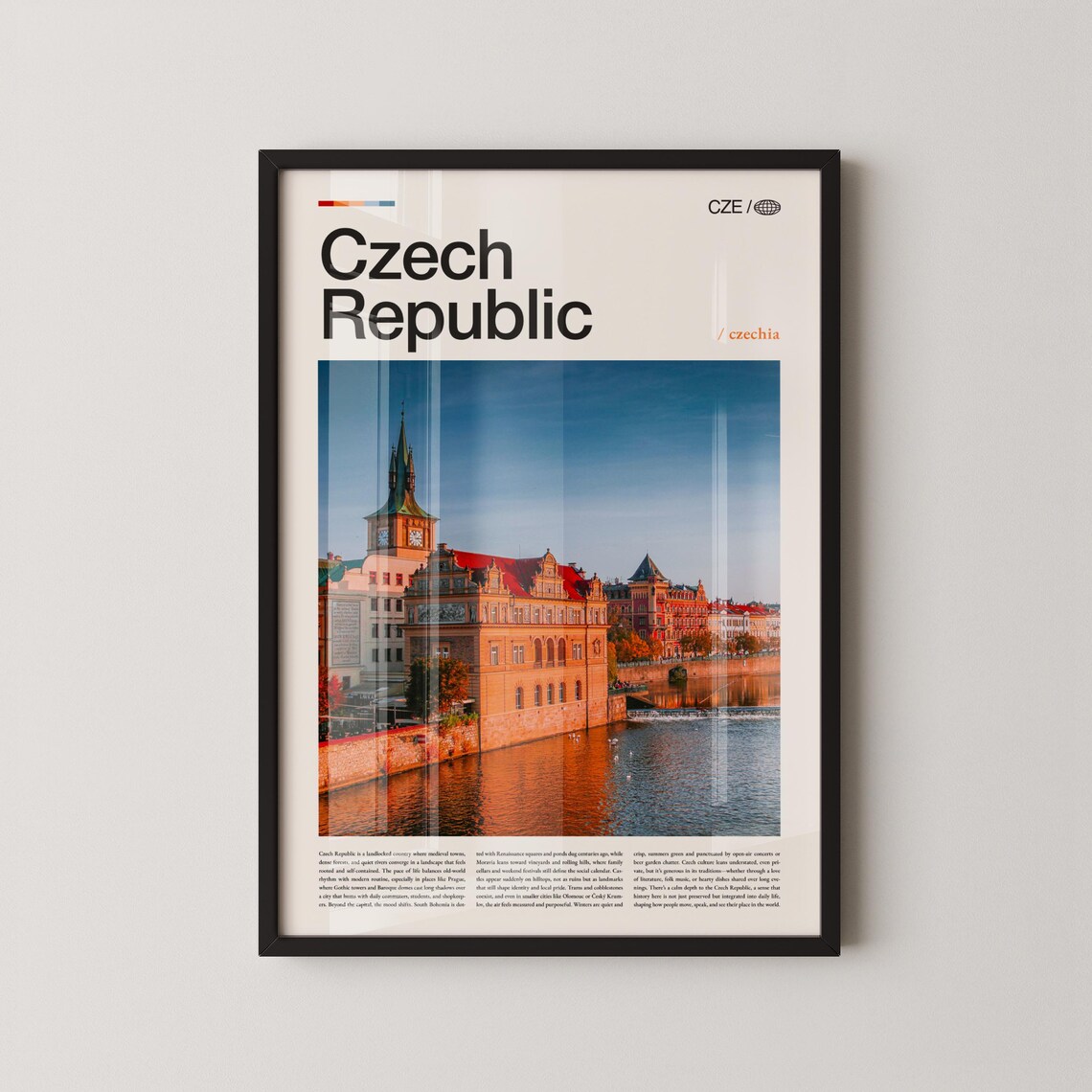 Czech Republic Prague Riverside Castle Scenic Travel Art Poster