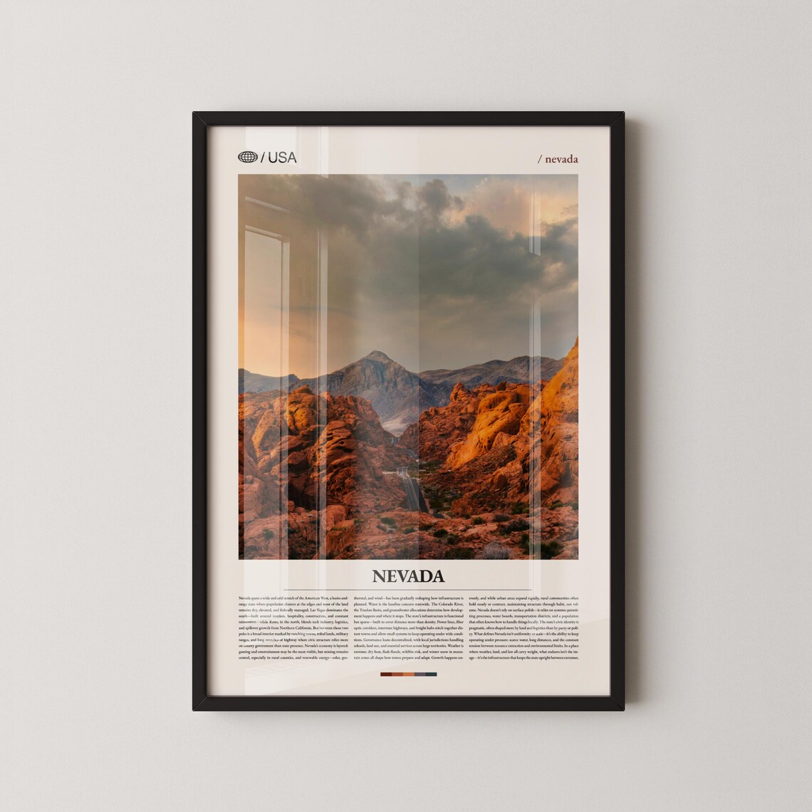 Nevada Red Rock Canyon with Sunbeams Desert Photo Travel Poster