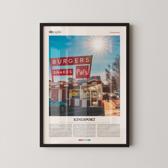 Kingsport Tennessee Pal's Burgers Shakes Retro Diner Sign Poster