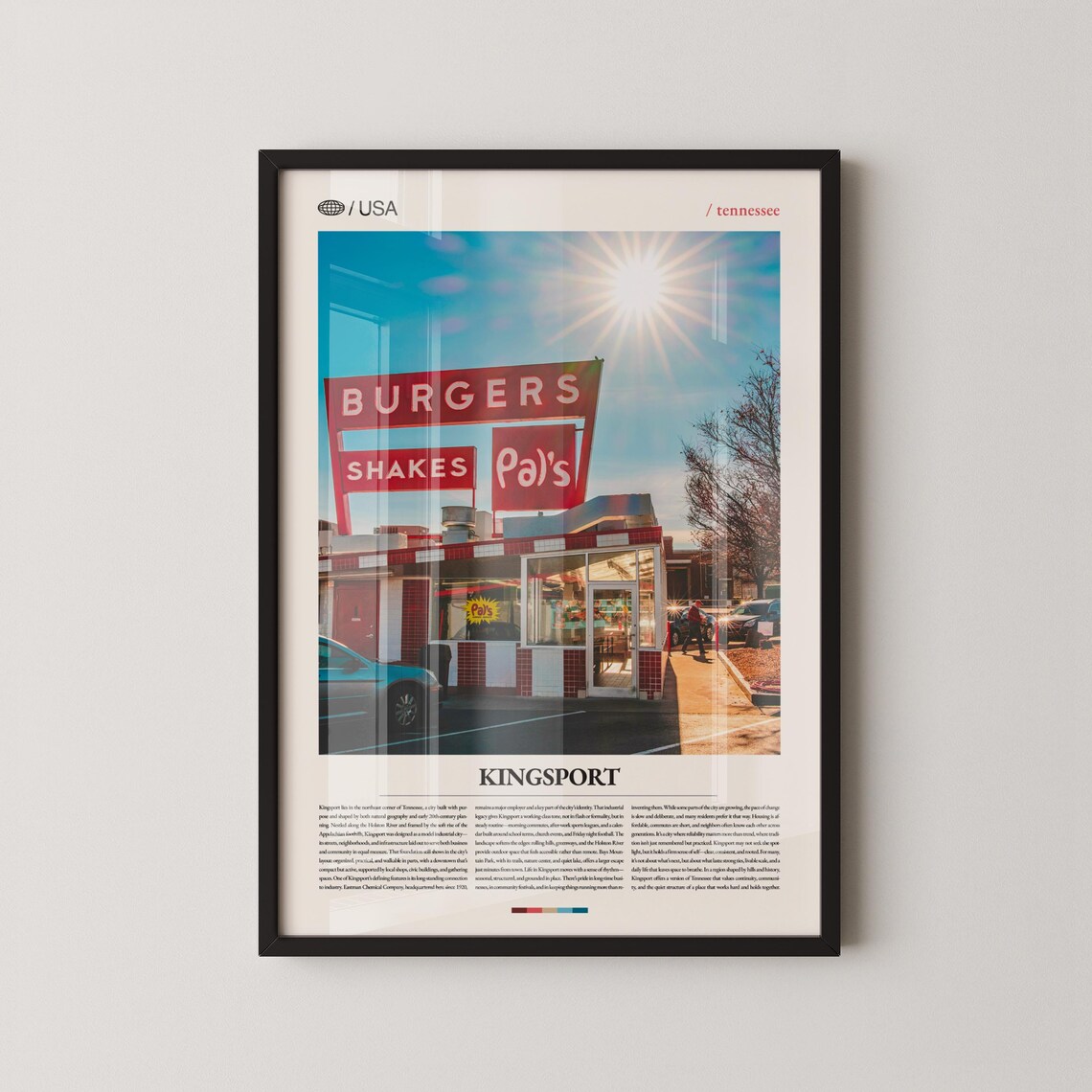 Kingsport Tennessee Pal's Burgers Shakes Retro Diner Sign Poster