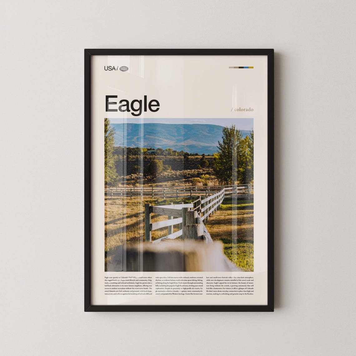 Eagle Colorado Rustic Ranch Fence Rolling Hills Mountain View Poster