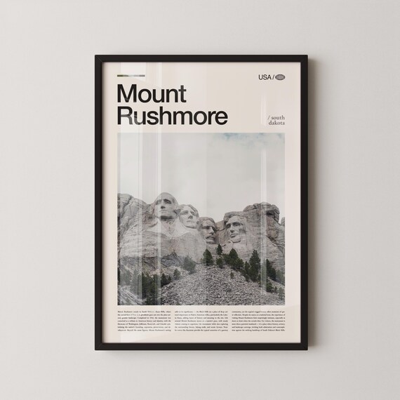 Mount Rushmore South Dakota Bold Editorial Landmark Travel Poster